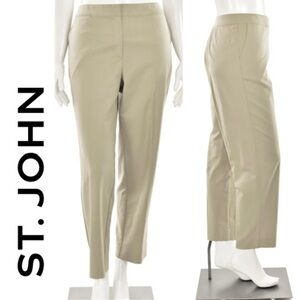ST. JOHN Stretch Cotton Twill Khaki Pants Slacks Trousers